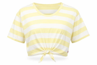 Levi's Women Yellow Striped Cropped T-Shirt Size S Casual Summer