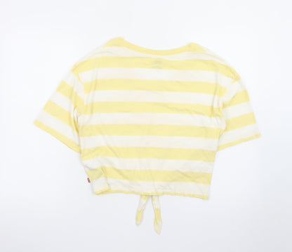 Levi's Women Yellow Striped Cropped T-Shirt Size S Casual Summer