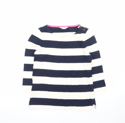 Boden Women’s Blue White Striped 3/4 Sleeve Cotton Boat Neck Top UK 10