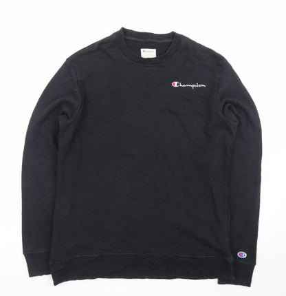 Champion Mens Black Medium Crew Neck Pullover Sweatshirt