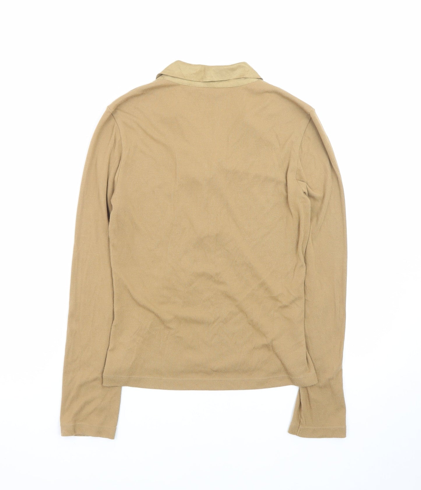 Marks and Spencer Per Una Women’s Beige Lace Up Long Sleeve Blouse UK 12
