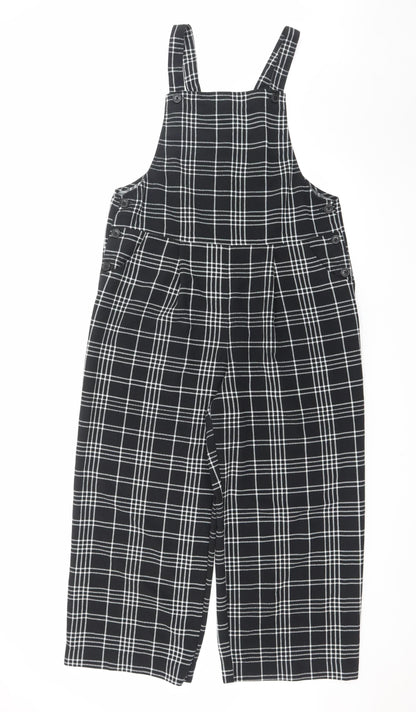 Monki Womens Black Checked Dungaree Jumpsuit Size M Regular Fit