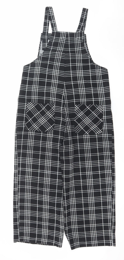 Monki Womens Black Checked Dungaree Jumpsuit Size M Regular Fit