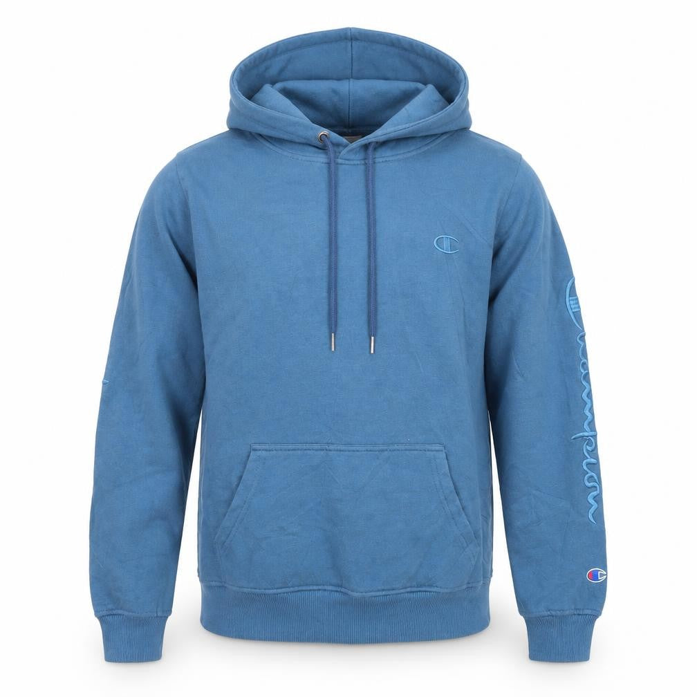 Champion Men’s Blue XL Pullover Hoodie with Logo Sleeve Print