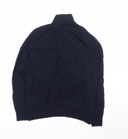 Marks and Spencer Men’s Blue Merino Wool 1/2 Zip Jumper Medium
