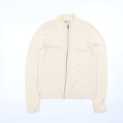 Monsoon Women Beige Full Zip Cardigan Size 12 Cotton Blend