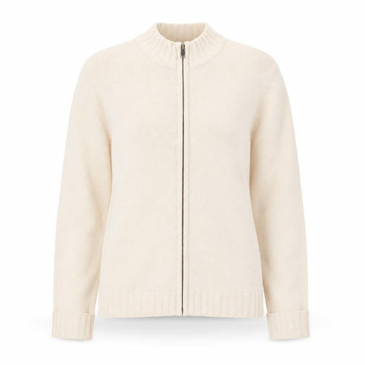 Monsoon Women Beige Full Zip Cardigan Size 12 Cotton Blend