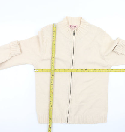 Monsoon Women Beige Full Zip Cardigan Size 12 Cotton Blend