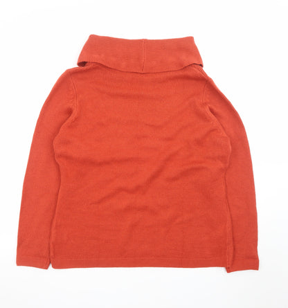 ISLE Essentials Women's Orange Cowl Neck Cable Knit Jumper Size 18-20