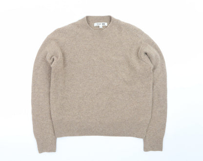 Comptoir des Cotonniers Women Beige Wool Cashmere Crew Neck Pullover S