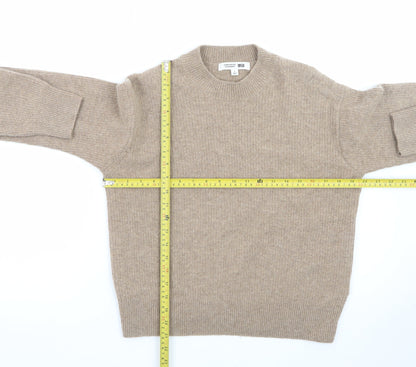 Comptoir des Cotonniers Women Beige Wool Cashmere Crew Neck Pullover S