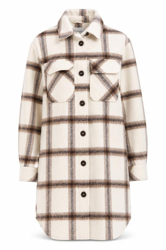 George Women’s Beige Check Button Shacket Jacket XS Relaxed Fit