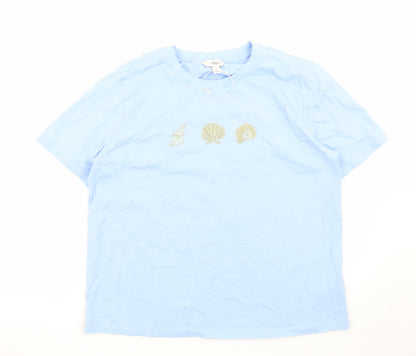 Marks and Spencer Women's Blue Embroidered Shell T-Shirt Size 14