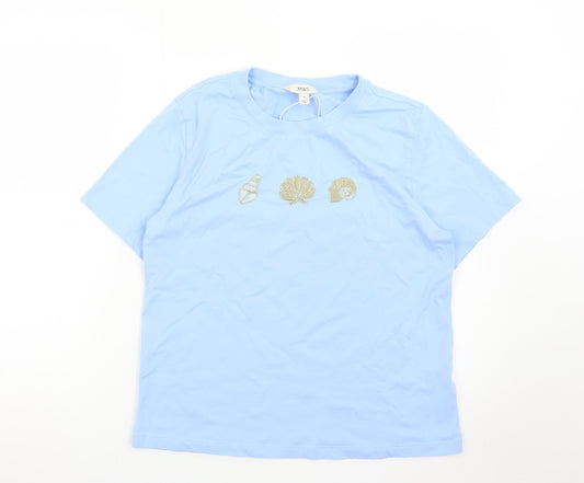 Marks and Spencer Womens Blue Beaded Shell T-Shirt Size 10