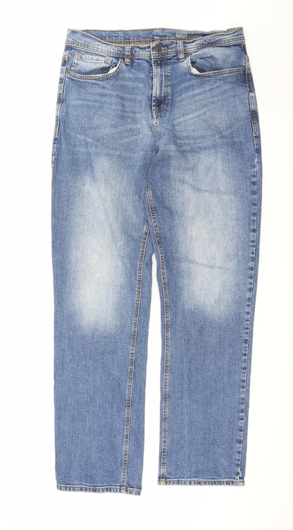 F&F Men's Blue Relaxed Fit Straight Leg Jeans 36W 34L Denim