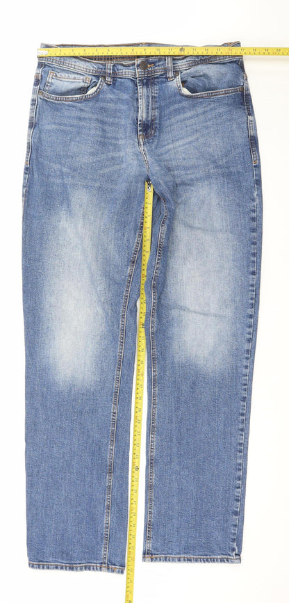F&F Men's Blue Relaxed Fit Straight Leg Jeans 36W 34L Denim