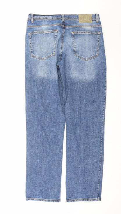 F&F Men's Blue Relaxed Fit Straight Leg Jeans 36W 34L Denim