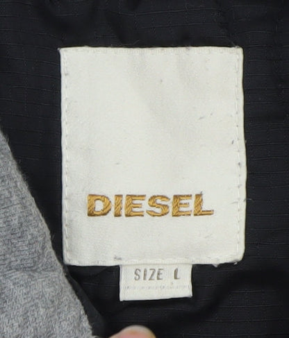 Diesel Men’s Grey Cotton Bomber Jacket Size L Regular Fit