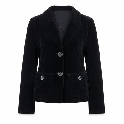 Foxhole Women’s Black Velvet Tailored Blazer Size 10 Classic Jacket