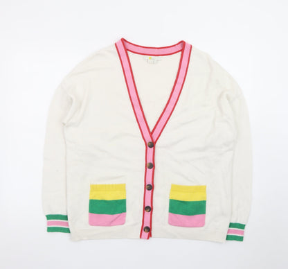 Boden Women’s Multicoloured Cotton V-Neck Cardigan Size 16