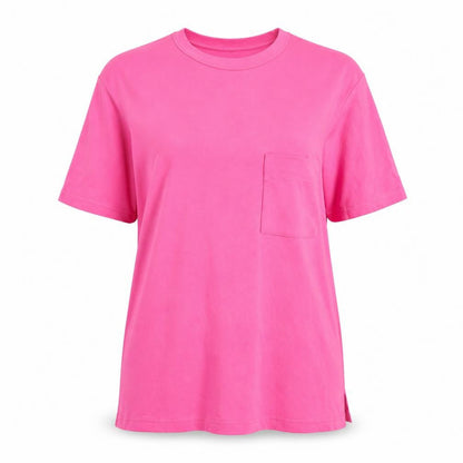 Zara Women Pink Relaxed Fit Cotton Crew Neck T-Shirt Size 14