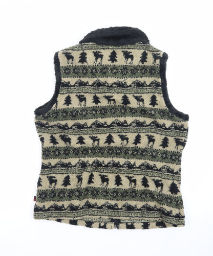 Woolrich Womens Beige Fleece Zip Waistcoat Bodywarmer M