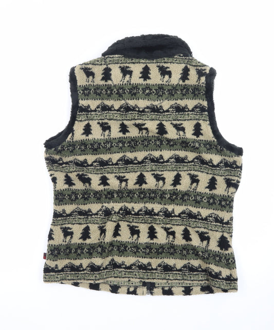 Woolrich Womens Beige Fleece Zip Waistcoat Bodywarmer M