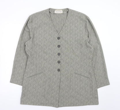 Jacques Vert Women Grey Long Single-Breasted Suit Jacket Size 18