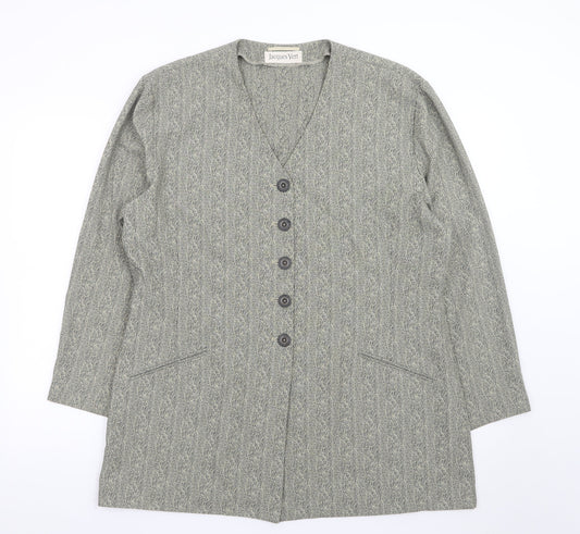 Jacques Vert Women Grey Long Single-Breasted Suit Jacket Size 18