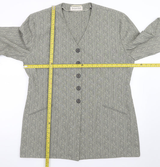 Jacques Vert Women Grey Long Single-Breasted Suit Jacket Size 18