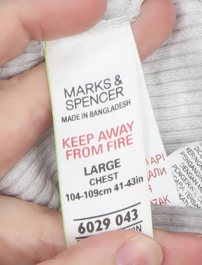 Marks and Spencer Men’s Grey Henley Long Sleeve T-Shirt Size L