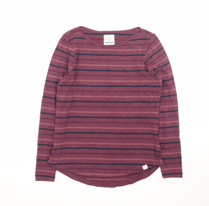 Fat Face Women's Purple Striped Long Sleeve Cotton T-Shirt Size 8