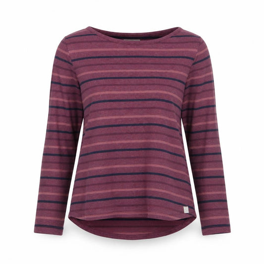 Fat Face Women's Purple Striped Long Sleeve Cotton T-Shirt Size 8