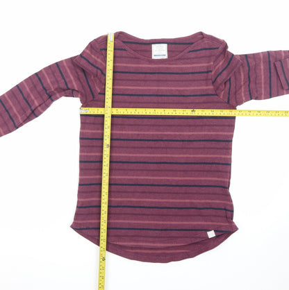 Fat Face Women's Purple Striped Long Sleeve Cotton T-Shirt Size 8