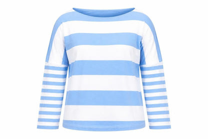 Next Women's Blue White Striped Long Sleeve Jersey T-Shirt UK 12