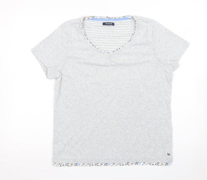 Maine New England Women's Grey V-Neck Cotton T-Shirt Size 18