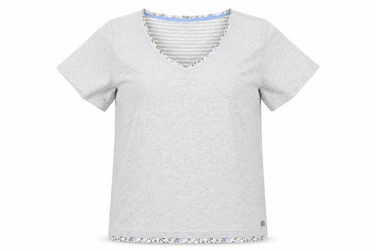 Maine New England Women's Grey V-Neck Cotton T-Shirt Size 18