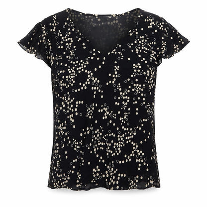 J Taylor Women’s Black Polka Dot V-Neck Chiffon Blouse Size 14