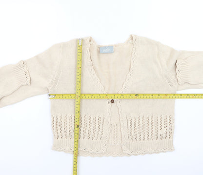Wallis Women's Beige Knit Long Sleeve V-Neck Cardigan Size 12