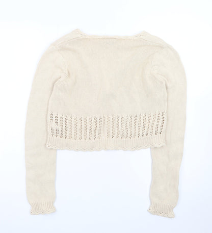 Wallis Women's Beige Knit Long Sleeve V-Neck Cardigan Size 12