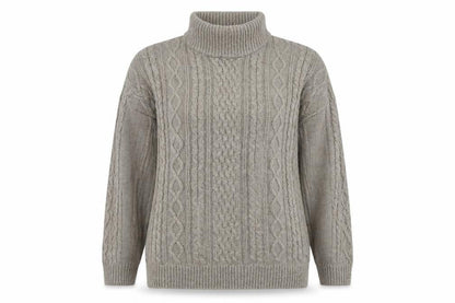 H&M Women’s Beige Cable-Knit Roll Neck Jumper XL Acrylic Blend