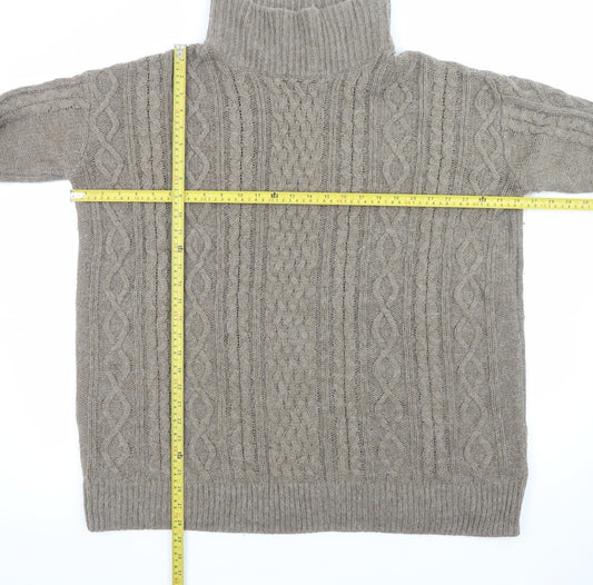 H&M Women’s Beige Cable-Knit Roll Neck Jumper XL Acrylic Blend