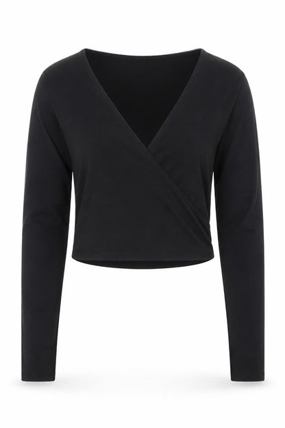 New Look Women's Black Long Sleeve Wrap Jersey Top Size 14