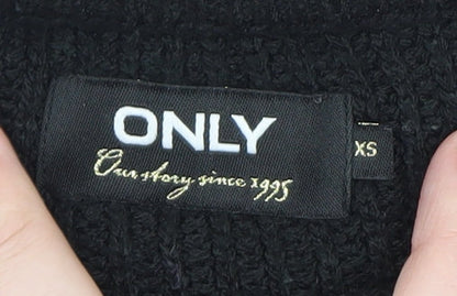 ONLY Womens Black Chunky Knit Crew Neck Long Sleeve Pullover Jumper XS