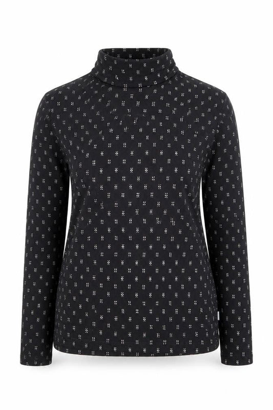 Fat Face Women's Black Long Sleeve Jersey Roll Neck Top UK 12