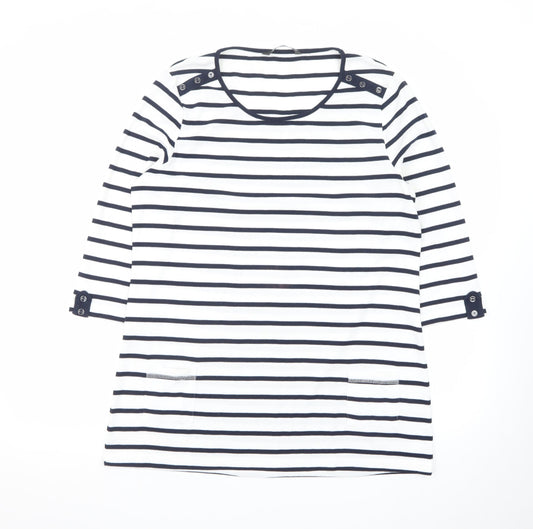 Bonmarché Women’s Striped Shift Dress Size 16 Navy White 3/4 Sleeve Casual