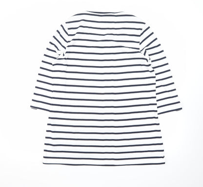 Bonmarché Women’s Striped Shift Dress Size 16 Navy White 3/4 Sleeve Casual