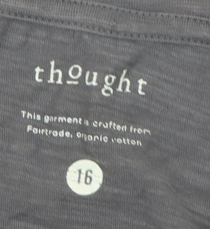 Thought Women’s Grey Organic Cotton Long Sleeve T-Shirt Size 16