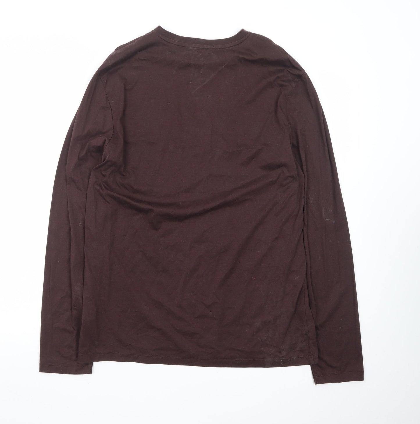 Marks and Spencer Autograph Women's Brown Long Sleeve Cotton T-Shirt - M