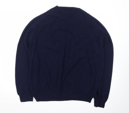 Marks and Spencer Mens Blue Lambswool Regular Fit Jumper XXL